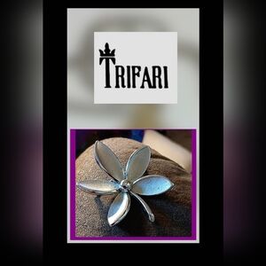 Vintage Trifari Silver Toned Floral Pin